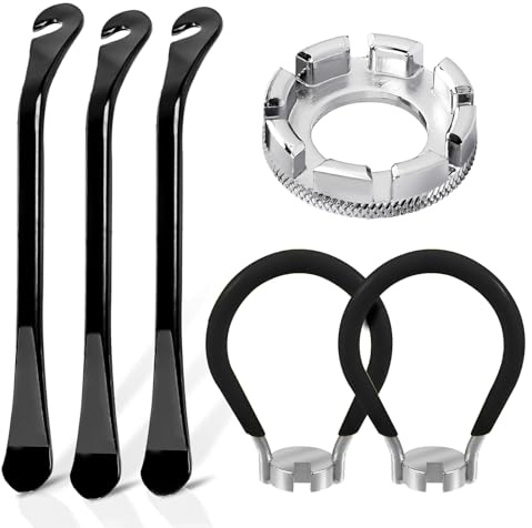 ZUYIST 6PCS Bike Spoke Wrench Kit and Bike Tire Lever, Portable Forged Steel Spoke Key Stainless Steels Tyre Levers Portable Bike Tire Rim Repair Tools for Bike Wheel Maintenance And Adjustment