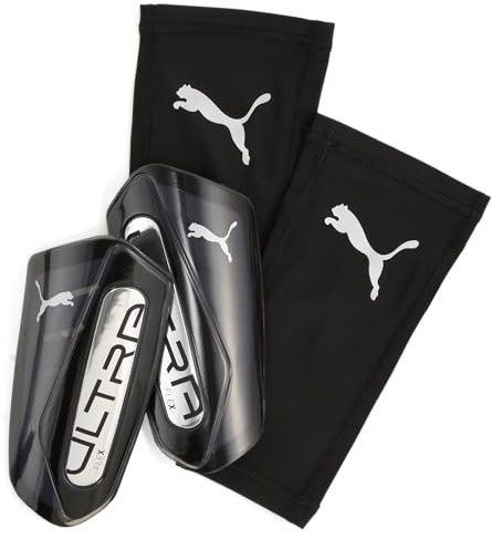 PUMA PUMA Unisex Ultra Flex Sleeve Soccer Shin Guards - Black/PUMA Silver SS25, Large