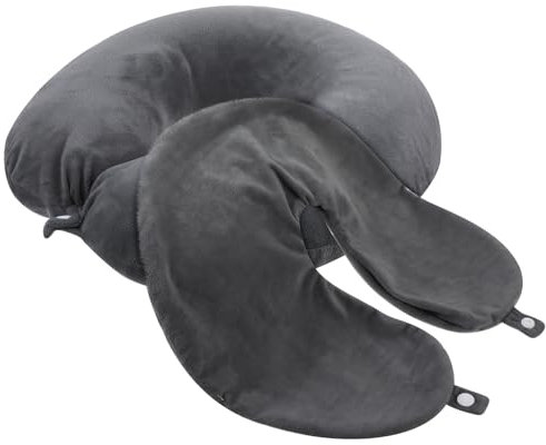 Prasacco 2 Stück U-Form Nackenrollenbezug, 30x30cm Bezug für Nackenrolle Dunkelgrauer Nackenkissenbezug mit Reißverschluss Waschbarer Kristallsamt Nackenkissenbezug für Flugzeug, Auto, Mittagspausen