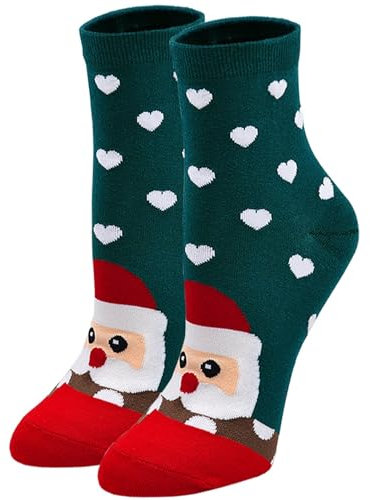 ZFSOCK Chaussette Noël Femme Fantaisie Socquettes Coton Motif Rigolotes Drôle Cadeaux Noël Original Humour EU 36-41,1 paires-Noël-F