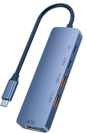 Pqahffowr Hub USB C 10Gbps Distribuidor USB C PD 140W Carga USB 3.2 Hub Type C Soporte para ordenador portátil PC Teléfono Tableta