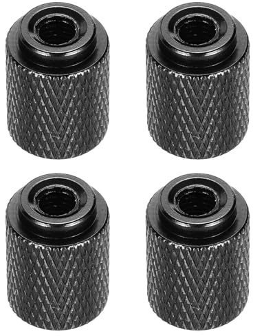 MECCANIXITY 4pcs Knurled Thumb Nut, M5 12mm OD 16mm Height 6061 Anodized Aluminium Alloy Hand Screw Nut, Metal Chassis Screw for Machinery, DIY Assembly, Electronics, Bright Black