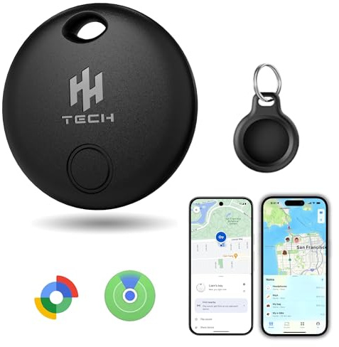 HH-Tech Dual-System iOS and Android Tracker Tags Pack-1, Works with Apple Find My & Google Find Hub, Bluetooth Item Finder Locator, Smart Tag, Key Finder, Wallet Tracker, Luggage Tracker (Black)