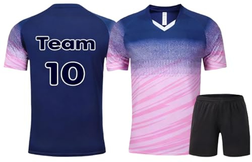 XUOUP Maillot De Football Personnalisé, Nom Numéro, Respirant Et À Séchage Rapide, pour L'entraînement Au Tennis De Table, Tennis Et Volley-Ball Hommes Femmes EnfantsPurple, XL