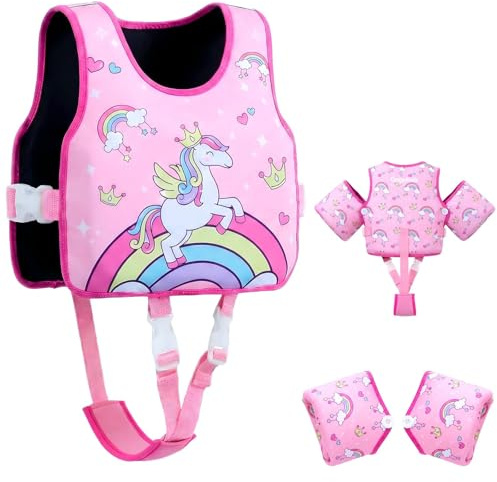 Gogokids Giubbotto di salvataggio per bambini con ali rimovibili e 8 elementi di galleggiamento, aiuto per il nuoto regolabile per bambini da 2 a 6 sì (15 a 30 kg), ali per bambini per piscina e