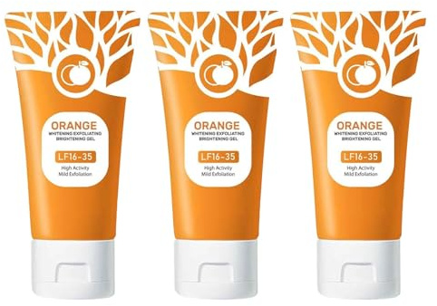3 stycken orange exfolierande gel peeling gel för ansikte och kropp hudpeeling gel ansiktsskrubb djup rengöring fuktgivande ansiktsskrubb för ett djupt effektivt babypulver (C, en storlek)