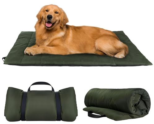 dellyy Manta Perro, 110 * 68CM Cama Perro Mediano Lavable, Colchon Grande Impermeable, Cojin, Dog Bed, para Viajes, Acampadas (Verde, Medium, Fibra de poliéster)