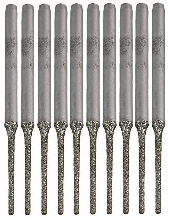 Lot de 10 forets prolongés à pointe argentée en diamant, par BQLZR, pour percer des trous sur des minéraux, perles, agates, bijoux, argent,