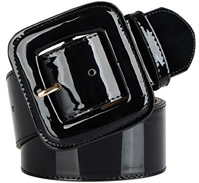 SAIBANGZI Cuir Verni Femme de Grande Taille Garniture décorative Robe Bas Veste Ceinture de Ceinture en Cuir Ceintures Noir
