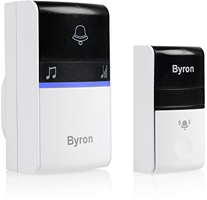 Byron DBY-23412UK Wireless Portable Doorbell Set, 100m Range, 16 Melodies White
