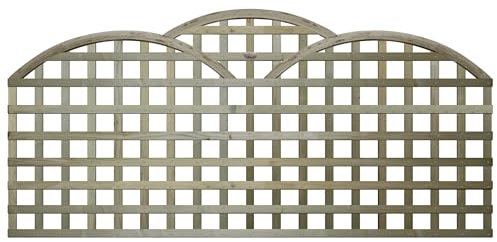 Triple Dome 6x2ft (W: 6ft x H: 2ft) Traditional Art Deco Style Cloud-Topped Pressure-Treated Trellis Panel 60-70mm Privacy Squares Fence Topper/Wall Art Width 1828mm x Height: 600mm