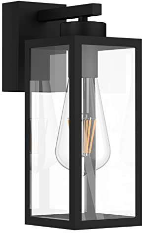 K-Bright Wandleuchte außen (Laterne) IP65 wasserdicht Schwarz (1 flammig, E27) Vintage Outdoor Wandlampe, max. 40 Watt, ußenleuchte für Terrasse u. Hof (Glühbirne nicht enthalten)
