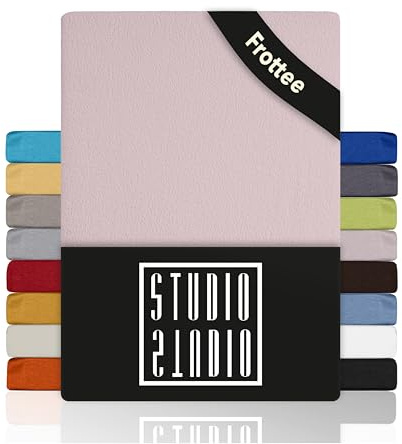 STUDIO Basic SPUGNA Lenzuolo con angoli matrimoniale maxi 200 x 200 cm, cotone soffice e morbido, Oeko-TEX 100, Lenzuola sotto elasticizzati, materasso di altezza 15-25 cm, 200x200cm - Polvere