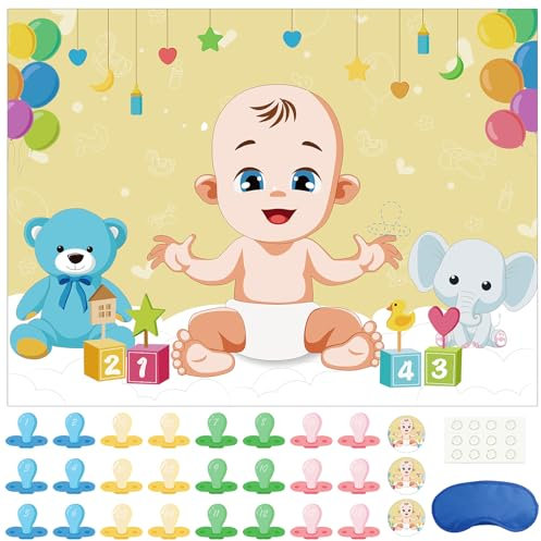 Morcheiong Pin il ciuccio sul gioco del bambino con 48 ciucci, gioco baby shower, baby shower bomboniere forniture decorazioni