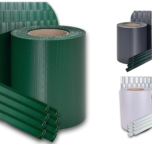 Enjoy Quality Premium – 450 g/kvm insynsskyddsremsor/staketfolie 35 x 19 cm, inklusive fästklämmor, stångmatta, staket, vindskydd/väderbeständig insynsskydd, anti-blekning (mossgrön) (2, mossgrön)