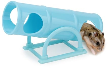 Hypeety Hamster Plastic Seesaw Tunnel Toy Hamster Mouse Hollow Tunnel Tube Toy Funny Exercise Gym Playground for Hmaster Dwarf Gerbil Small Pets (Blue)