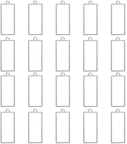 Sourcing map Ciondoli in lega con lunetta aperta, pendenti con cornice vuota rettangolare, ciondolo con cornice aperta geometrica per la creazione di gioielli in resina Orecchini, 1.93 x 0.8 inch