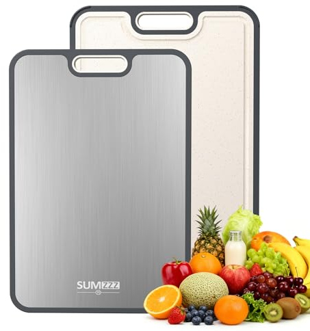 Sumzzz Titanium Cutting Board for Kitchen, Cutting Board Double Sided Food Grade, Pure Titanium/PP, Easy to Clean Large Size 15”×10.3”