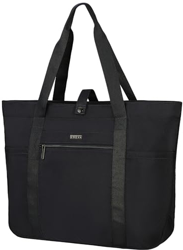 Voova Large Canvas Tote Bag for Women with Shoulder Strap, Black