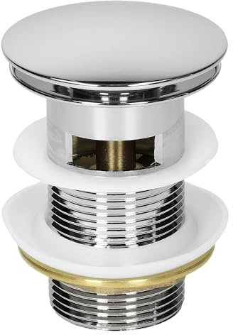 LuxeBath Universal Ablaufgarnitur für Waschbecken & Waschtisch Ablaufventil mit Überlauf Messing verchromt Modernes Pop-Up Click Clack Ventil Abflussgarnitur Werkzeugloser Einbau Waschbeckenstöpsel
