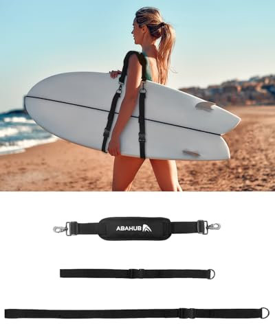 Abahub Sup Kayak Sangle Réglable avec Clips,Aide au Transport Sup pour Planche Pagaie, Canoë, Planche de Surf, Accessoires de Planche, Noir