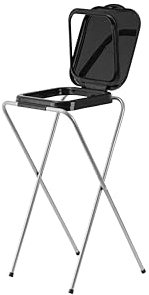 ECHTWERK Supporto per sacco della spazzatura con coperchio – Supporto robusto per sacchi da 70 a 100 litri, con anello di fissaggio, telaio in acciaio e coperchio in plastica, 38 x 36 x 75 cm, nero