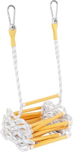Échelle en corde - Échelle de secours ignifuge - 6 m - Avec mousqueton - Échelle de sécurité ignifuge - Échelle de secours pour balcon - Réutilisable - Compact et portable - Pour balcon, maison