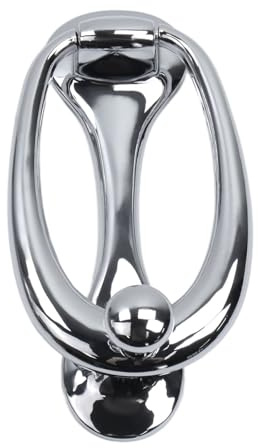 Oval Door Knocker, Chrome, 5.8x3 Inch, 1Pc | Heavy Duty Decorative Gate Knocker Door Ring, Classic Chrome Finish, Zinc Alloy