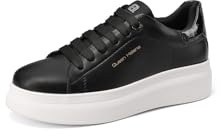QUEEN HELENA Scarpe da Ginnastica con Strappo Sneakers con Strass Donna X33-1 Bianco Nero 39