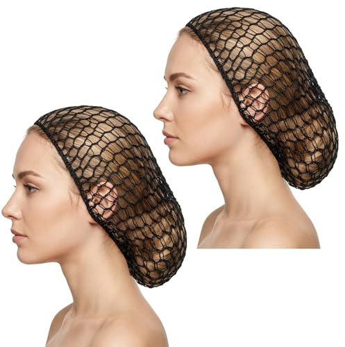 2 PCS Hair Nets for Sleeping In, Nylon Hair Nets for Buns, Elastic Hairnets for Women Food Service Workers and Everyday Use