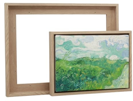 Canvas Floating Tray Frame – No Glass Required | Shadow Gap Frame for Stretched Canvas Artwork | Available in White, Black, Dark Grey, Pale Grey, Oak & Mahogany (Oak Foil Wood Effect)