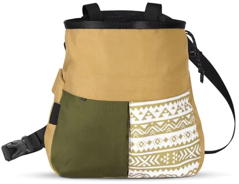 Keenso Bolsa de Tiza, Gran Capacidad para Deportes Al Aire con Fondo Trapezoidal, 700 G de Polvo, Bolsillo para Teléfono, Puntos Dobles para Colgar (Caqui Grande)
