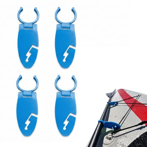 KERYBW Juego de 4 clips para tabla de paddle board – Soporte de sujeción ajustable para tabla de surf – Accesorios premium SUP Board pinzas de aleta para kayak, canoa y deportes acuáticos, color azul