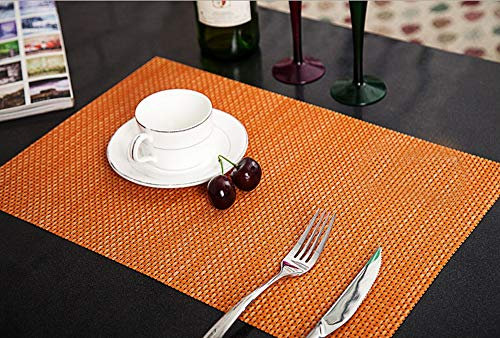 Homieco 6er Set Platzsets rutschfest Abwaschbar Tischmatten PVC Gewebte Tischsets Hitzebeständig Platzdeckchen Platz-Matten für Küche Speisetisch