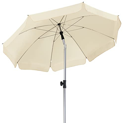 LIFERUN 2x2m Garden Parasol with Tilting Function & 8 Steel Ribs, Base Not Included, UV50+ Sun Protection Market Umbrella, Patio Shade for Outdoor Dining, Balcony & Terrace, Beige