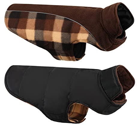 CITÉTOILE Cappotto per Cani Antivento, Giubbotto Invernale Cane Reversibile di Taglia Piccola/Media/Grande, Giacca Gilet Invernale Cane con Foro per Imbracatura, Riflettente, Marrone, M
