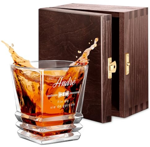 Maverton Verre à whisky avec Gravure EVG homme - Avec Motif Géométrique - Cadeau Homme - Cadeau Personnalisé - Verres Gravée pour Enterrement de Vie de Garçon - Verre a Whisky au Design Unique - Chic