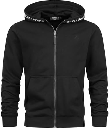 Indicode Herren INMobil Kapuzensweatjacke | Hoodie Kapuzenpullover Pulli für Männer Black, M