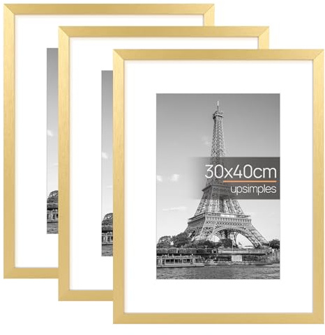 upsimples 3 Pack Bilderrahmen 30x40, Gold Rahmen 30x40, Picture Frame für Fotos, Bilder, Poster