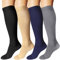 DDOBB 4 Paar Kompressionsstrümpfe Damen und Herren Stützstrümpfe Kompressionssocken Stützsocken Reisestrümpfe für Flug Sport Running Radsport(Schwarz+Hautfarbe+Navy+Grau, XXL)