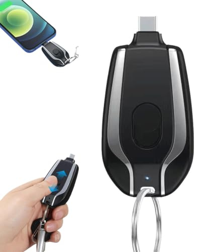 Portable Keychain Phone Charger Emergency Power Banks,1500mAh Mini Power Emergency Pod,Type-C Power Emergency Pod,Portable Keychain Charger for iPhone or Type-c,Retractable Keychain Phone Chargers