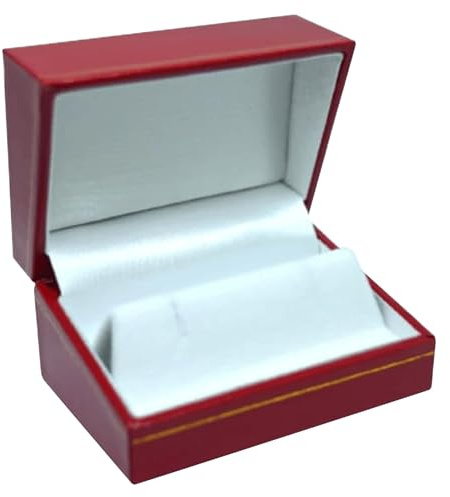 Novel Box Red Jewelry Box for Cufflinks 2.87x2x1.5 Inches - Stylish Cufflink Gift Boxes with Gold Trim - Faux Leatherette Cufflinks Storage Case - Gift Presentation Cases for Cufflinks Only