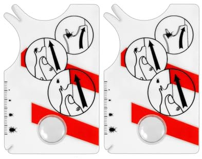 Shirene Zeckenkarte,2 Stück Zeckenfangkarte mit Lupe Haustier Zeckenfangwerkzeug Kunststoff Zeckenentferner Karte Geeignet für die Entfernung von Zecken auf Katzen und Hunde