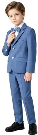 LOLANTA 3 Piezas Conjunto de Traje para Niños Conjunto de Blazer y Pantalón,Traje de Boda | Traje de 3 piezas a cuadros para niño, conjunto de abrigo deportivo y pantalones con pajarita ajustable
