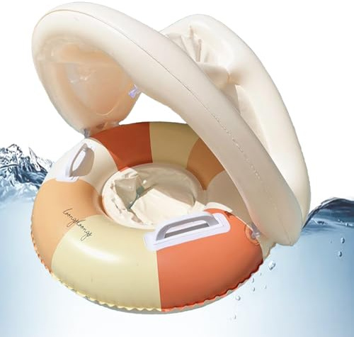 Galleggiante Bambino con Tenda - Anello galleggiante per neonato con protezione solare, sedile gonfiabile sicuro, giocattolo pieghevole per spiaggia ed estate