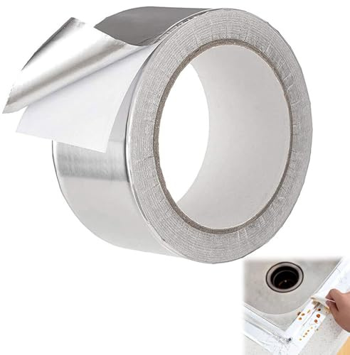 TUKNN Ruban adhésif en feuille d'aluminium, 50 mm x 10 m, solide, résistant à la chaleur, résistant à l'eau, pour blindage de panneaux, tuyaux, conduits et autres réparations à faire soi-même pour la