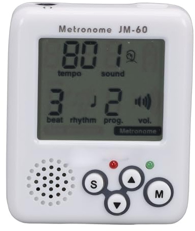FILFEEL Métronome Numérique avec écran LCD – Métronome Rechargeable à Clipser pour Guitare, Piano, Violon, Entraîneur de Tempo de 30 à 250 BPM avec 5 Tonalités et 12 Emplacements, Outil