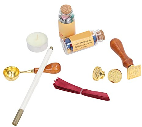 Masyrt Ensemble de Tampons de Scellage de Cire, Belles Couleurs Rétro Très Brillantes avec Motif de Tampon Clair 3D pour Débutants, Kit de Sceau de Cire