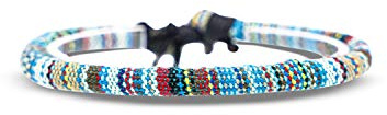 Made by Nami Bracelet de Cheville Surfer - Hommes et Femmes - Fabriqués à la Main - Boho Hippie Accessoires de Plage et Festival - 100% Coton écologique, Imperméable et Ajustable (Bleu Clair)