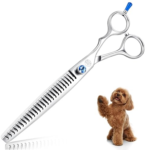 Moontay Forbici per cani forbici per pelliccia forbici per la cura degli animali domestici con 28 denti in acciaio inossidabile giapponese 440c forbici per la cura del cane argento